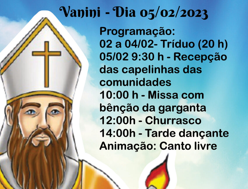 Programação da festa do padroeiro São Brás – Prefeitura de Vanini