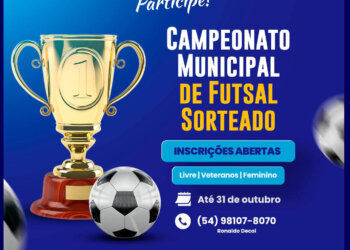 Inscrições abertas para o Municipal de Futsal Sorteado