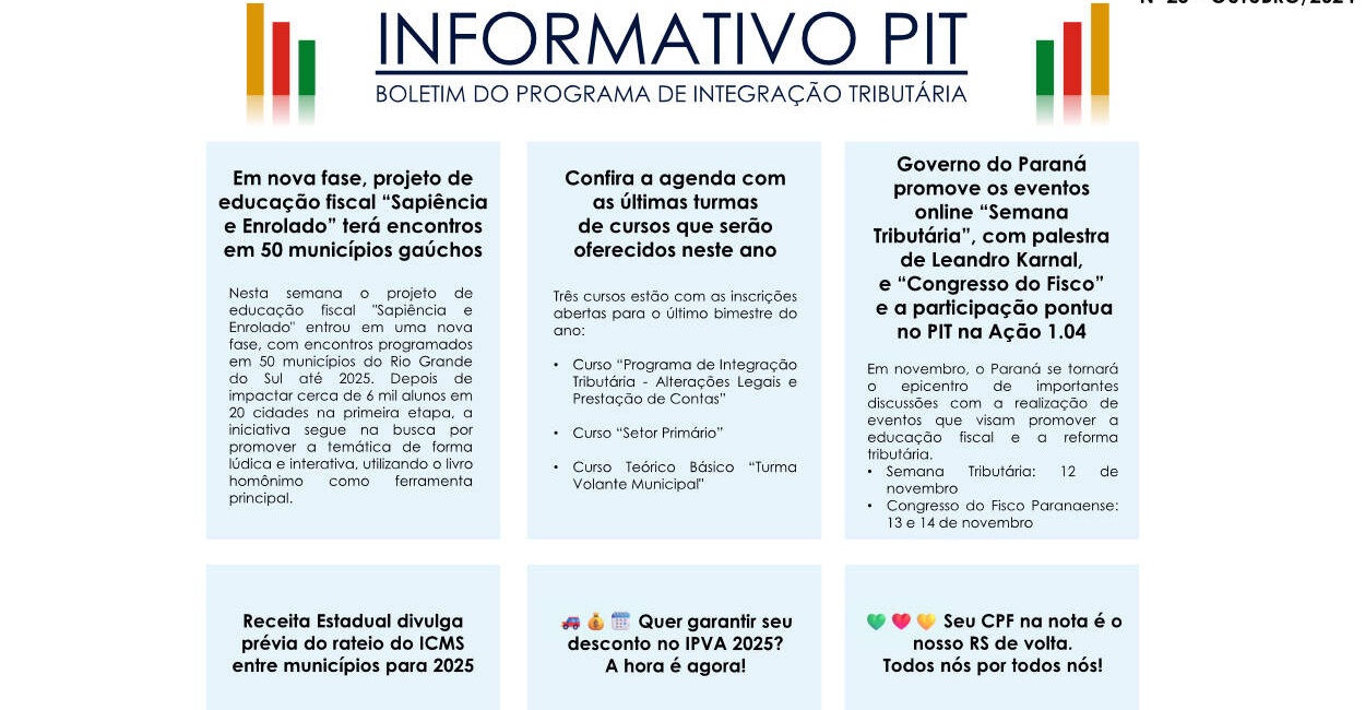 25ª edição do Informativo PIT já está disponível para a população