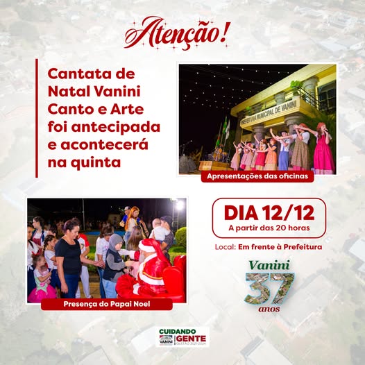 CANTATA DE NATAL SERÁ REALIZADA NA QUINTA-FEIRA