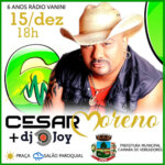 Evento de aniversário da Rádio Vanini neste domingo terá show com Cesar Moreno