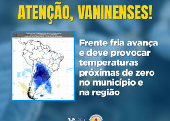 Frente fria avança e deve provocar temperaturas próximas de zero no município e região